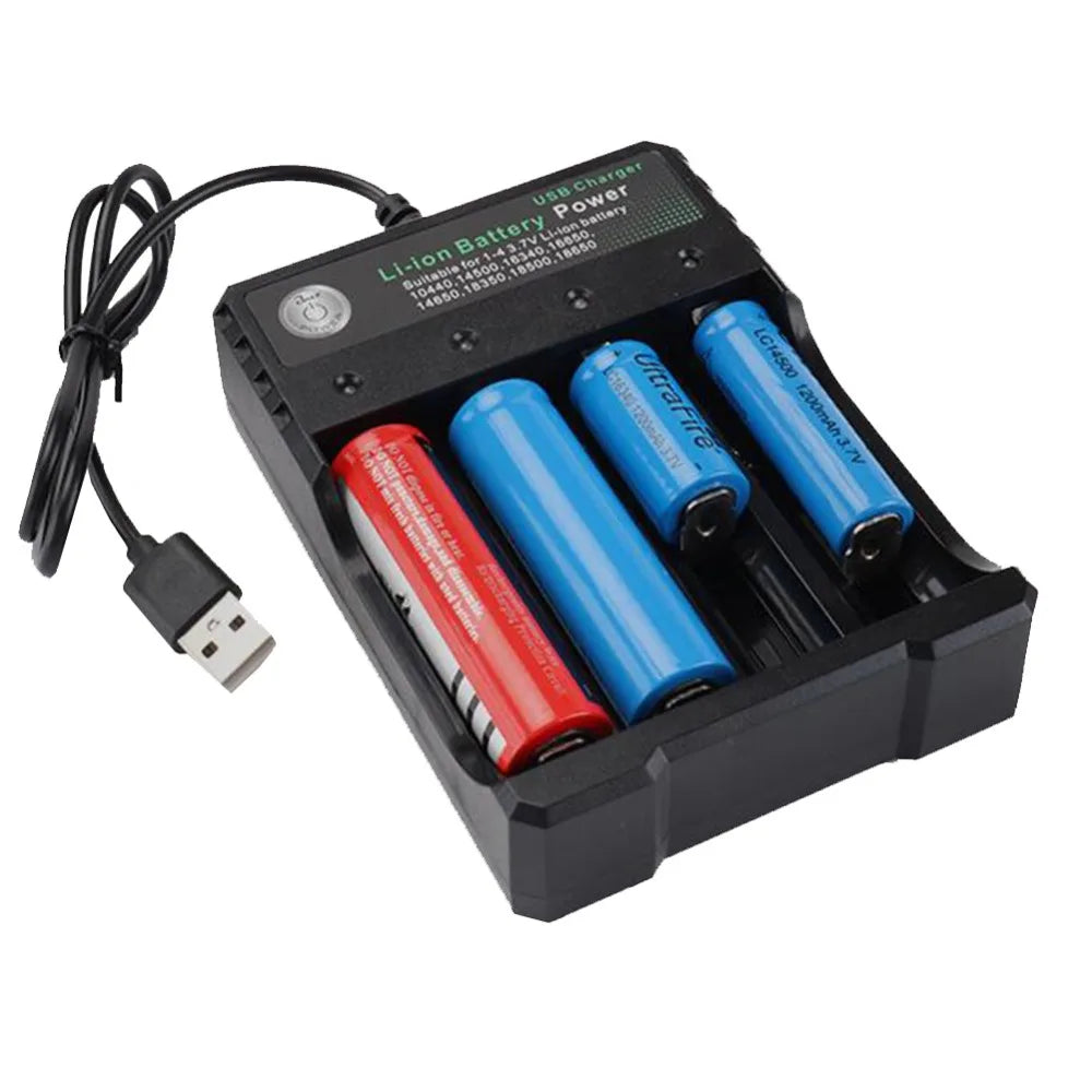 4 Slot USB Charger Independent Charging 4.2V Li-ion Battery 2X 3X 4X Portable Rechargeable Battery Charger for 18650 18350 18500