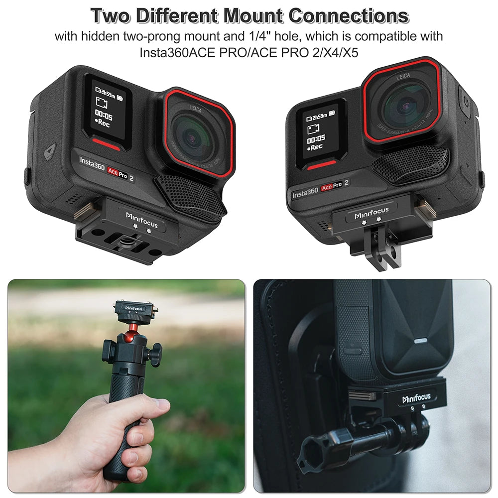 Minifocus Magnetic Adapter Mount For Insta360 X5 X4 Ace Pro 2 Action Camera Quick Release Mount Extension Base Support Accessory