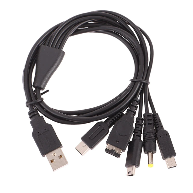1.2M Cable Fast Charging Cable 5 In 1 USB Game Charger Cord Wire For New 3DS XL NDS Lite NDSI LL Wi I U GBA PSP