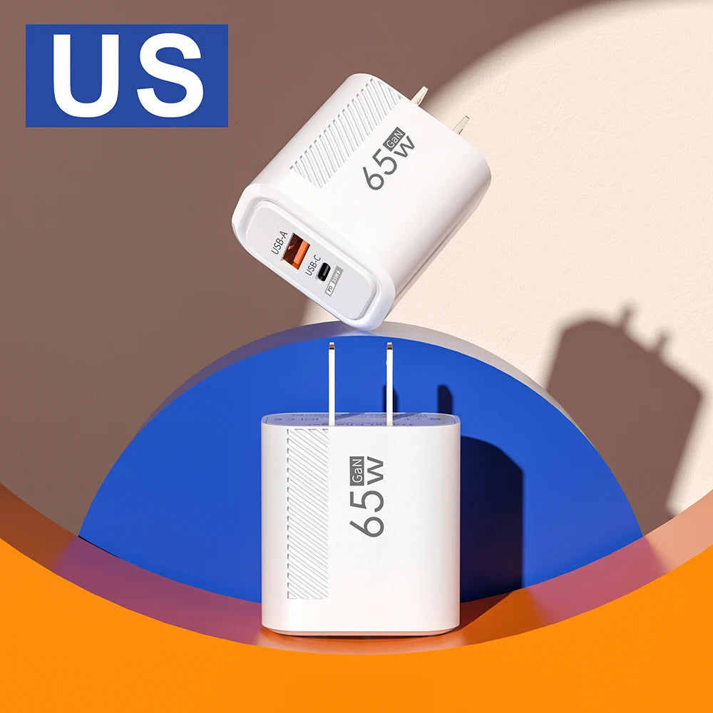 65W USB-C Charger GaN Fast Charging PD Type C Cable Mobile Phone Adapter For iPhone 16 Xiaomi Samsung Xiaomi QC 3.0 Wall Charger