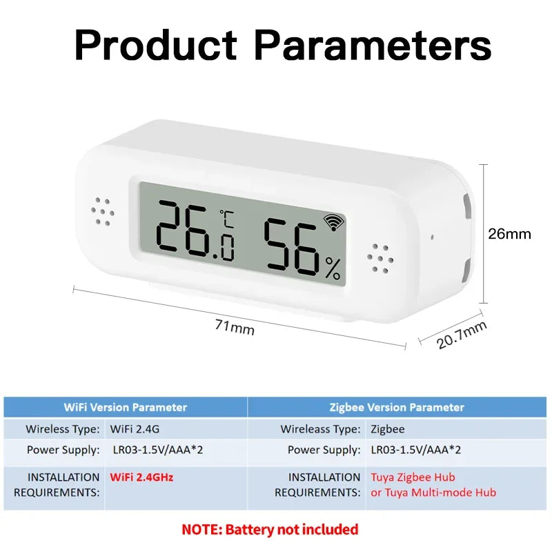 Tuya WiFi Zigbee 3.0 Temperature Humidity Sensor Hygrometer Thermometer App Remote Monitor Work With Yandex Alexa SmartLife