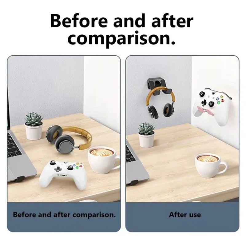 Multi Functional Wall Mount Headphones Controllers Holder Stand No Punch Easy Install Compact for Nintendo Switch Sony Xbox