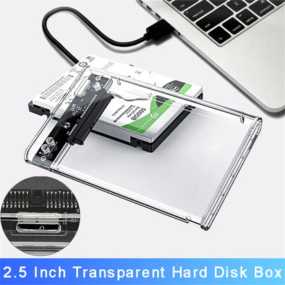 2.5 inch Hard Drive Enclosure USB 3.0/Type C to SATA III Clear External Hard Drive Case for 2.5 inch SATA SSD HDD Support UASP