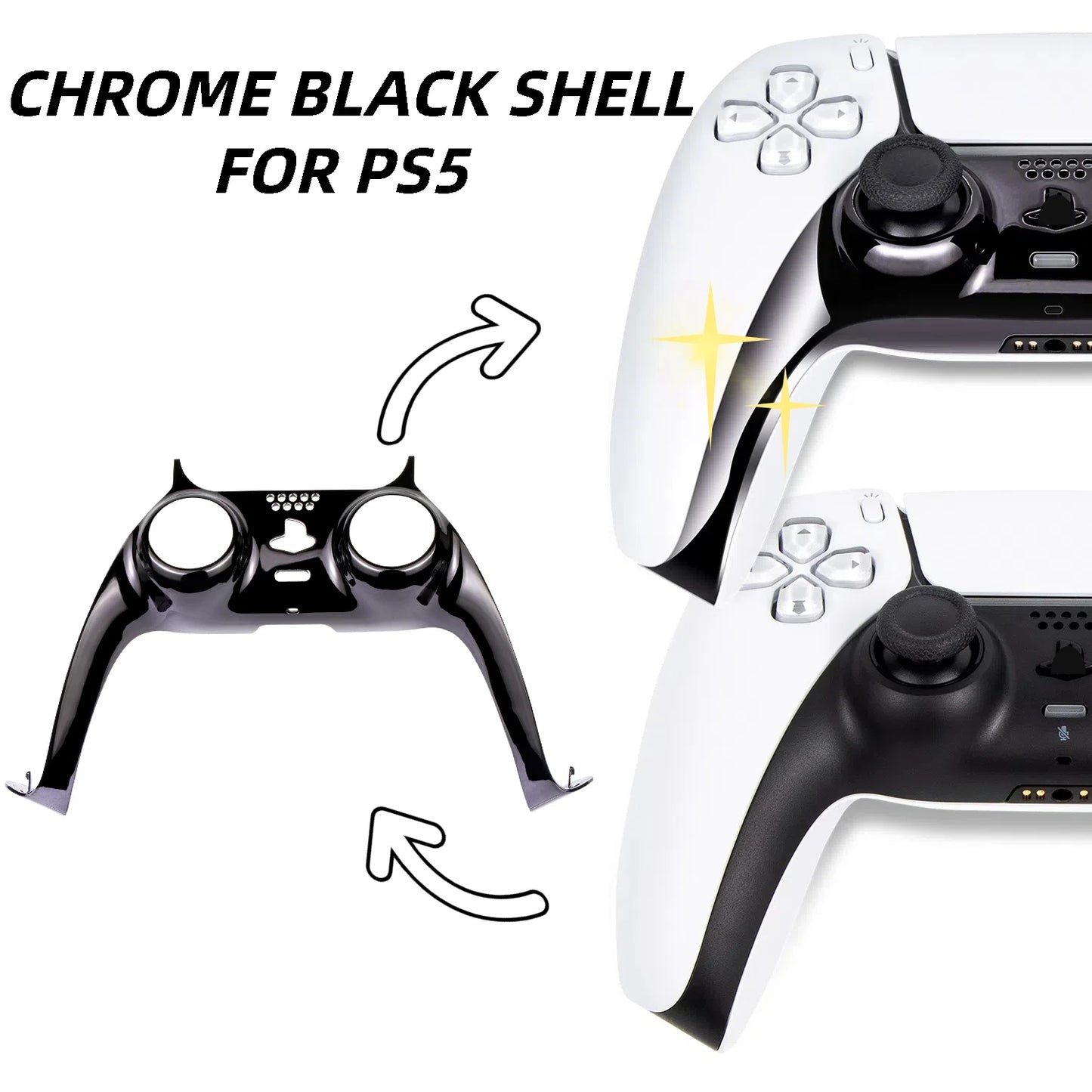 Chrome Black Glossy Chrome DIY Replacement Controller Shell for PS5 Custom Plates Cover Compatible Upgrade For PS5 Slim