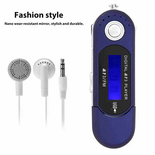 Portable Music MP3 USB Player with LCD Screen Voice  (Black Blue White)