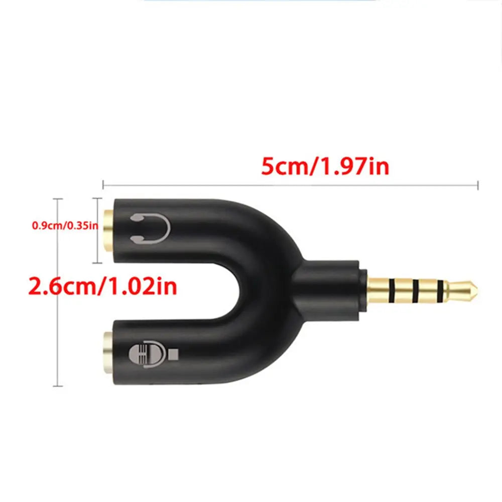 3.5mm Headphone Mic Splitter Adapter U-shaped Stereo 3.5mm 1 To 2 Audio Splitter Adapter for PS4 PC Laptop Ear Headset Cables