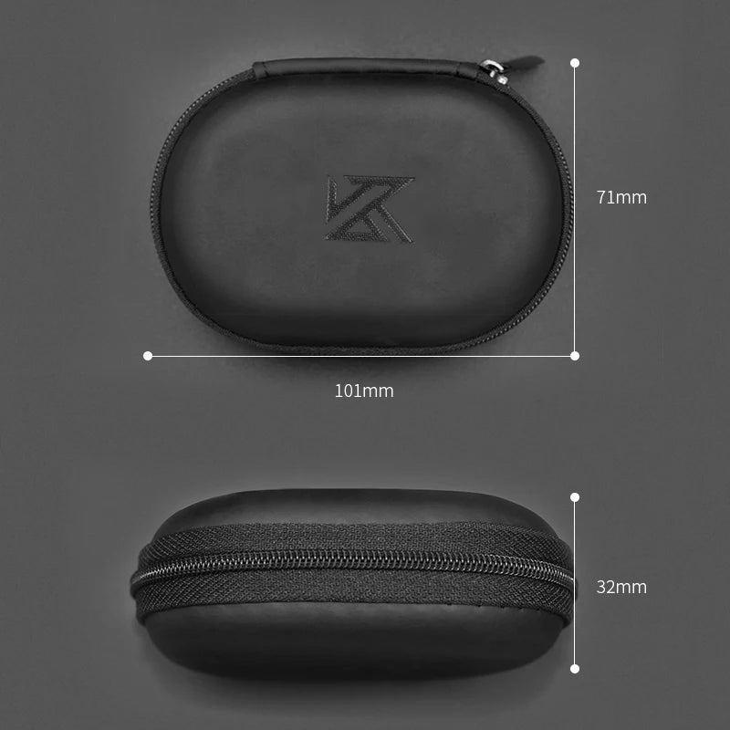 KZ High Quality PU Leather Fabric Earphone Bag Oval Portable Cortical Storage Bag Pressure-Resistant KZ Earphone Storage Case