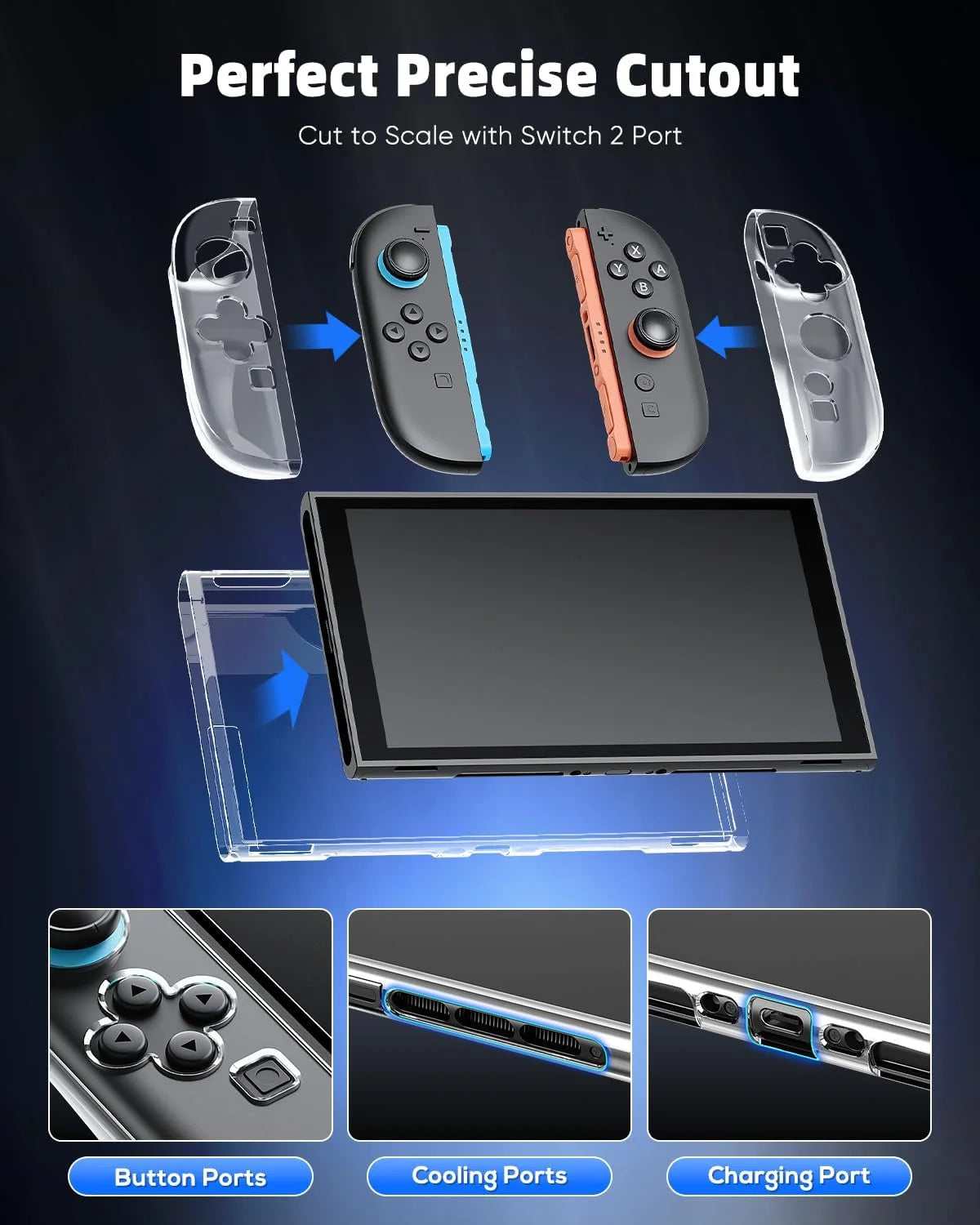 Transparent Clear Case for Nintendo Switch 2 Console Joypad Split Protective Cover Skin Protector for Switch 2 Accessories