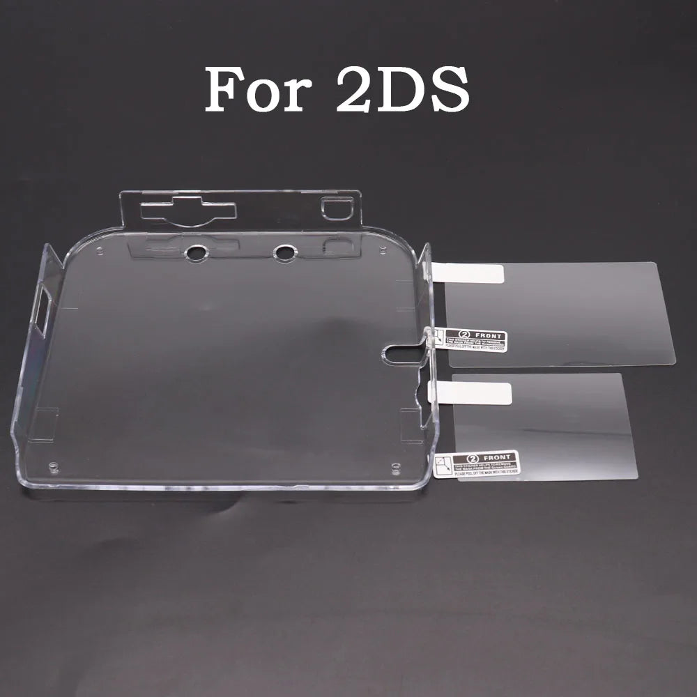 Plastic Clear Crystal Shell Skin Case Cover For New 2DS 3DS XL LL NDSL For DSi NDSi XL LL Screen Protective Film
