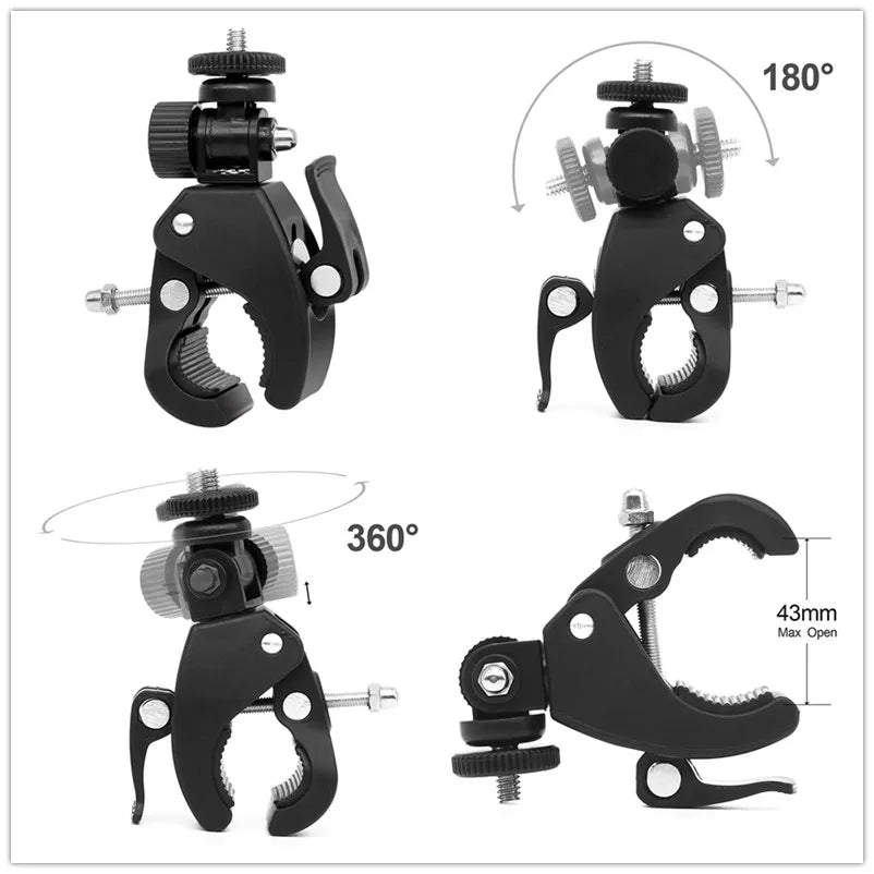 Universal 360 Degree Rotating 1/4 Camera DV Bike Bicycle Handlebar Clamp Bracket Tripod Mount Screw Clip For Sport Camera GOPRO