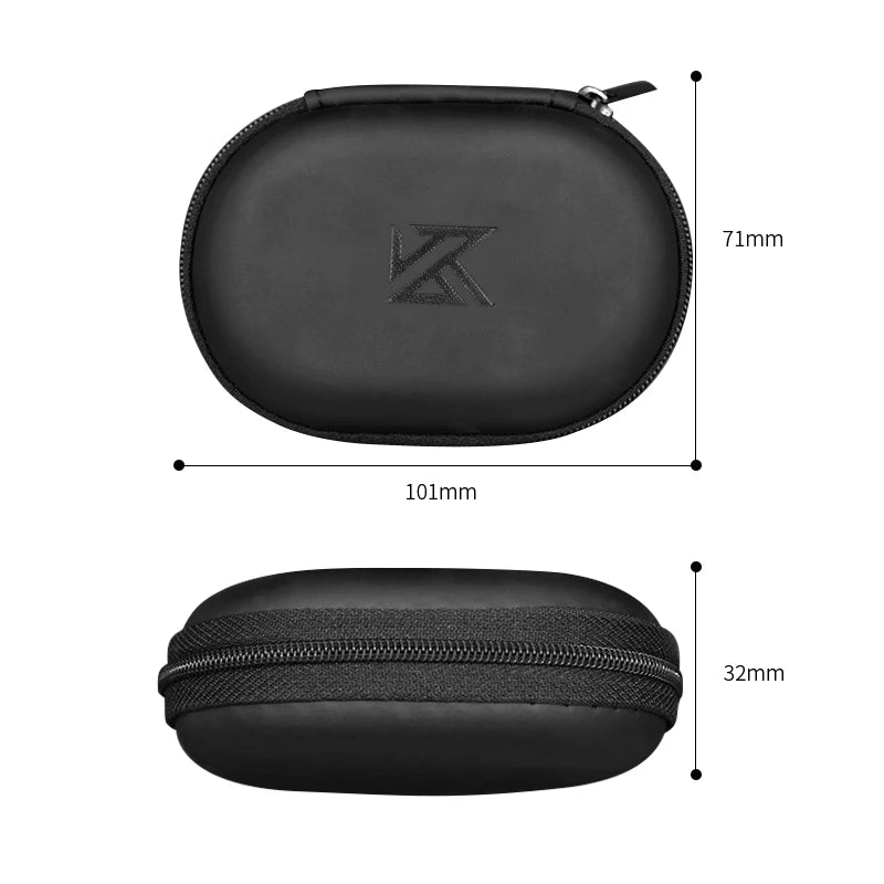 KZ High Quality PU Leather Fabric Earphone Bag Oval Portable Cortical Storage Bag Pressure-Resistant KZ Earphone Storage Case