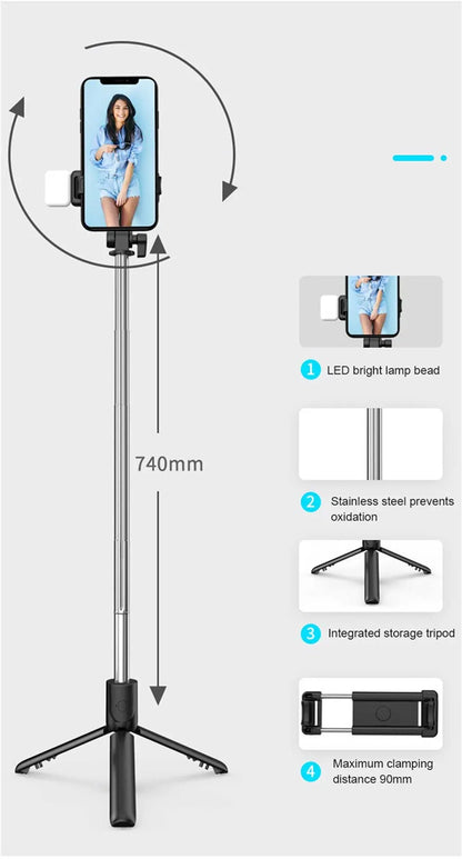 New Bluetooth Selfie Stick Mobile Phone Holder Retractable Portable Multifunct-ional Mini Tripod with Wireless Remote Shutter
