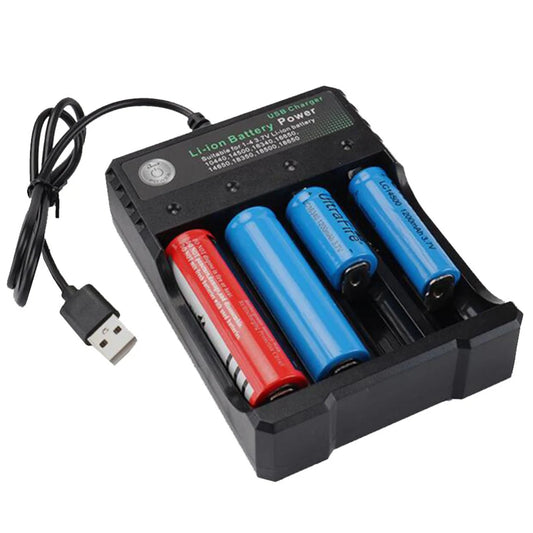 4 Slot USB Charger Independent Charging 4.2V Li-ion Battery 2X 3X 4X Portable Rechargeable Battery Charger for 18650 18350 18500