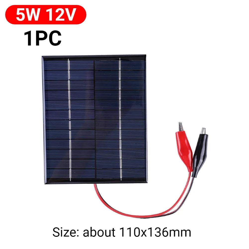 5W 5V/12V 1W 3V Mini Solar Panel Polysilicon Solar Epoxy Panel Module Light Cell Battery Charger for 3-12V Battery Charging
