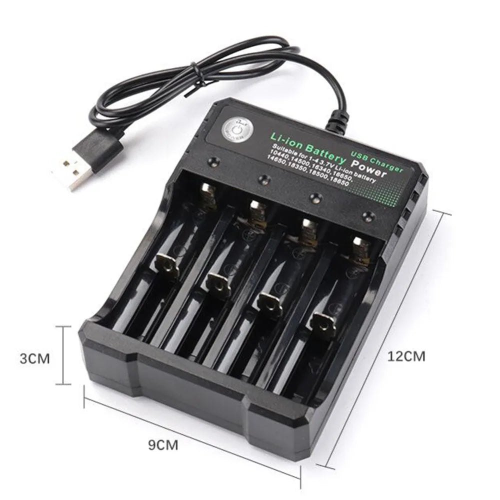 4 Slot USB Charger Independent Charging 4.2V Li-ion Battery 2X 3X 4X Portable Rechargeable Battery Charger for 18650 18350 18500