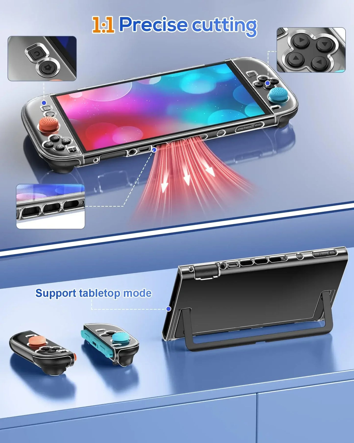 PC +TPU Soft Split Protective Case for Nintendo Switch 2 Joystick Controller Clear Cover Skin Protector for Switch 2 Accessories