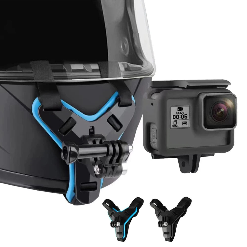 Motorcycle Helmet Chin Strap Mount for GoPro Hero 13 12 11 10 9 8 DJI Osmo Insta360 SJCAM SJ4000 AKASO Action Camera Accessories