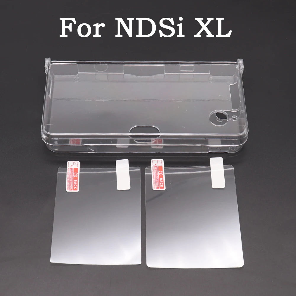 Plastic Clear Crystal Shell Skin Case Cover For New 2DS 3DS XL LL NDSL For DSi NDSi XL LL Screen Protective Film