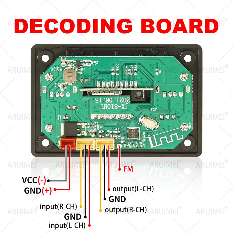 6V 12V Bluetooth 5.0 MP3 Decoding Board Module Wireless Car USB MP3 Player TF Card Slot USB FM with Microphone Handsfree control