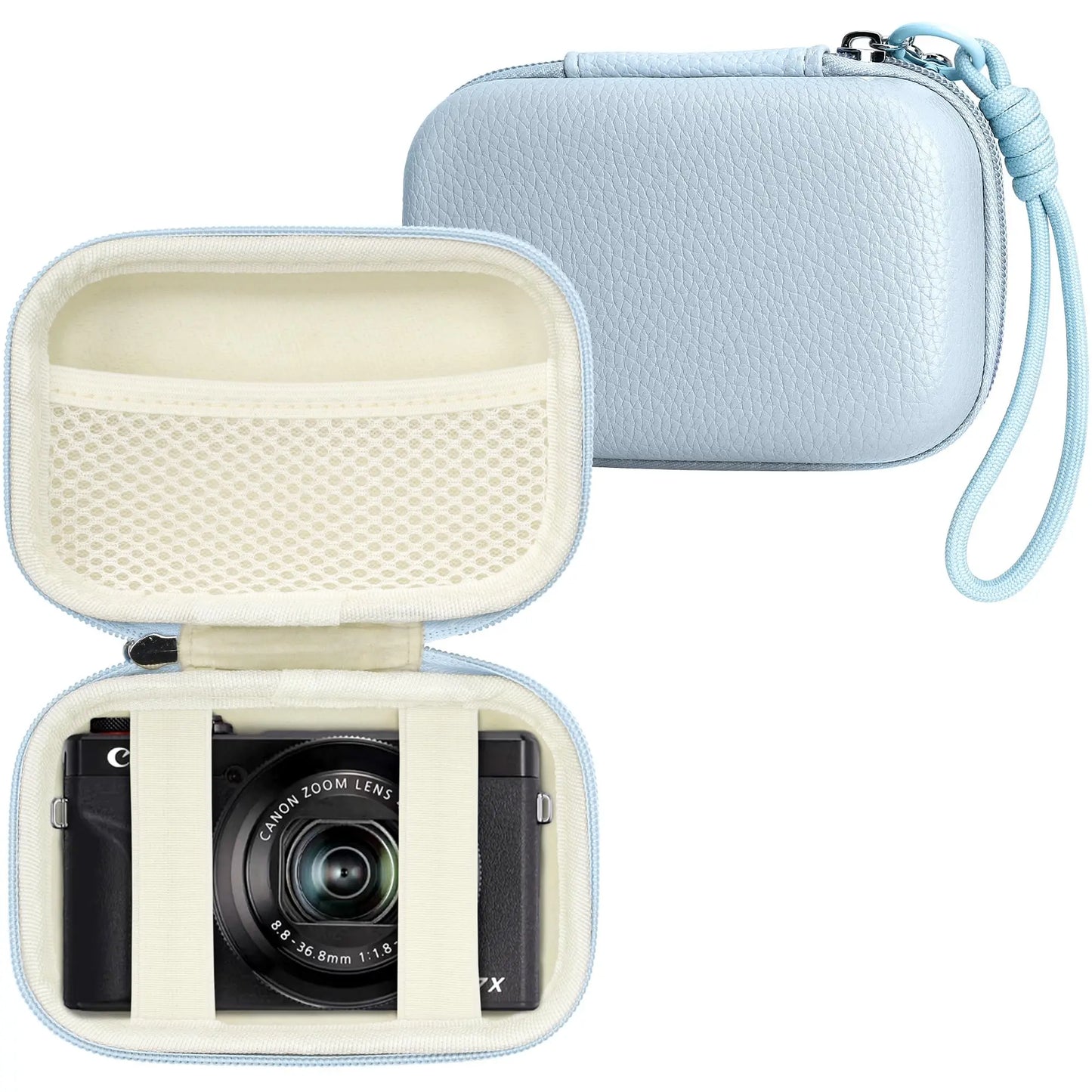 Digital Camera Case for CAMKORY, Small Travel Compact Camera Holder with Mesh Pocket for Accessories SD Card (Pink)