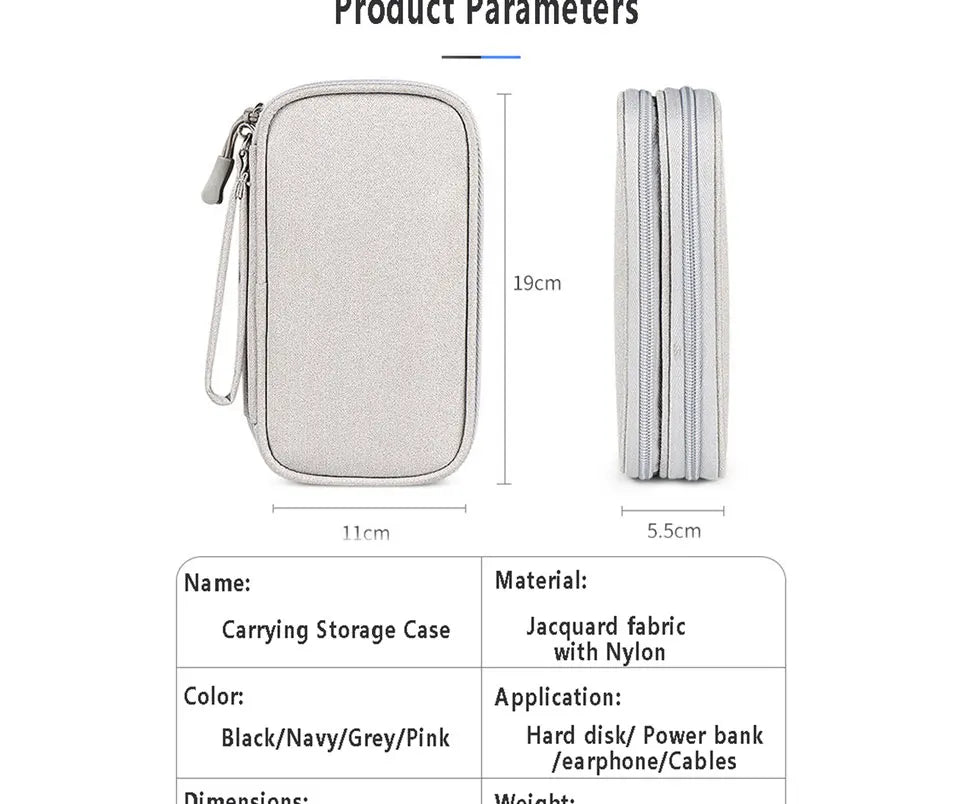 Data Cable Storage Bag Waterproof Portable Carry Case Layers Storage Bag Travel Organizer Bag for Cable Cord USB Charger