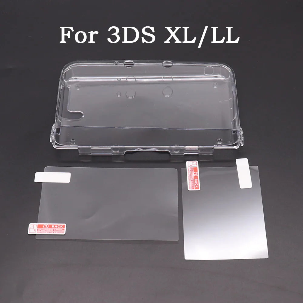 Plastic Clear Crystal Shell Skin Case Cover For New 2DS 3DS XL LL NDSL For DSi NDSi XL LL Screen Protective Film
